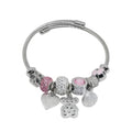 Silver Women Bracelets - Adjustable Charm Bracelets for Women Birthday Gifts Favors Titanium Steel Bracelet Bundle Jewelry Kit - color: B: Bear - Love - Pink