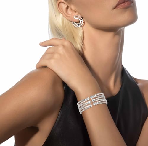 Rhinestone Bracelet for Women MultiLayer Crystal Cuff Bracelet Strand Layered Bracelet - color: Silver 5