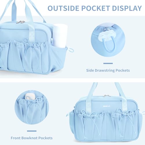 ECOHUB Small Gym Bag for Women, Mini Gym Duffle Bag with Wet Compartment, Bowknot Sports Bag, Cute Gym Tote Bag Dance Yoga Workout Travel Bags Light Blue - color: Light Blue