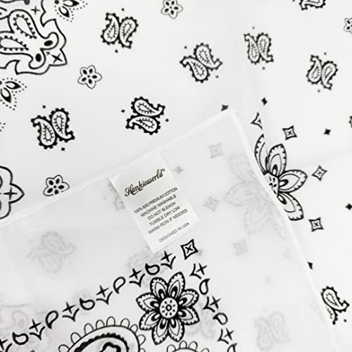 Single Pack Bandanas 60s Premium Cotton Soft Thin Handfeel Large Handkerchief for Men and Women - color: 1 Pack-white