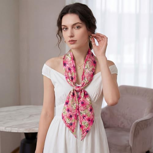 RIIQIICHY Hair Scarf for Women Like Silk Scarves Headband Neck Scarfs Twilly Purse Accessories - color: C003