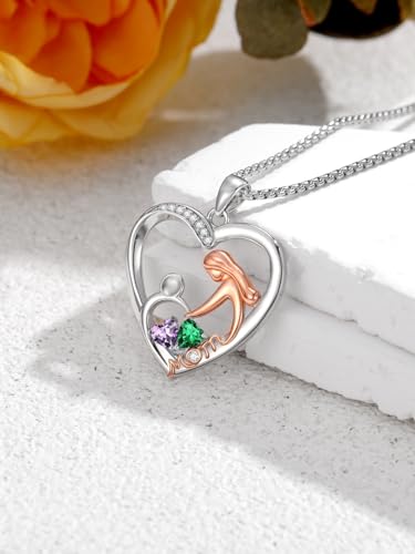 Mom Birthday Gift, Mom Necklace Birthstone Necklace, Anniversary Jewelry Valentine Mothers Day Christmas Birthday Gifts for Mom Women Her Wife Daughter - style: 02-05-Feb-May Birthstone