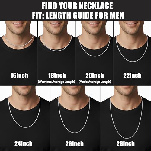 Fiusem Wheat Chains for Men and Women, 2/2.5/3/4/5mm Silver Tone/14K Gold Plated/Black Necklace Chain, Stainless Steel Mens Necklace 16-28 Inch - size: 20 Inches, style: Silver 2.5MM