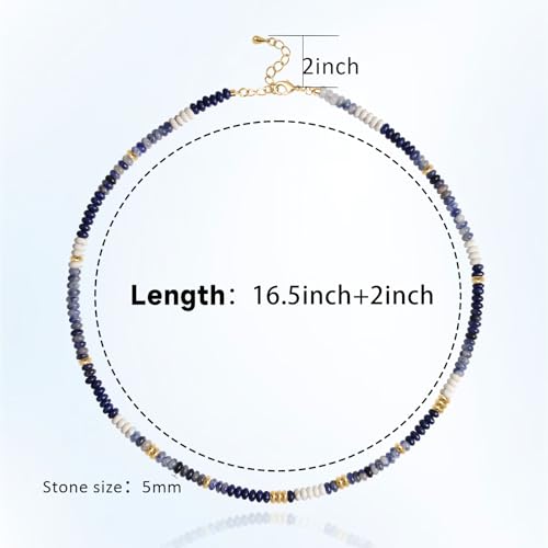 Beaded Gemstone Necklaces for Women Colorful Boho Choker Necklace Beauty And Spirit For Women (blue-silver) - color: dark blue