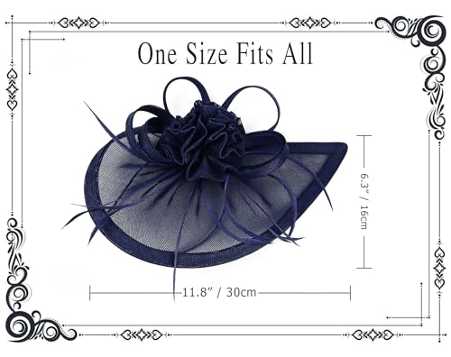 dressfan Fascinator Hat Headpiece Womens Vintage 20s 50s Headband for Derby/Wedding/Cocktail/Wedding/Tea Party - color: Navy Blue