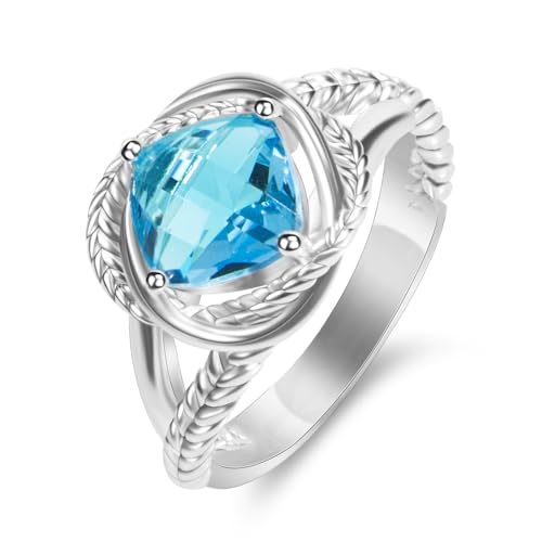 Designer Cubic Zirconia Statement Ring Antique Twisted Cable Wire Rings for Women Fashion Jewelry Gift - color: Blue