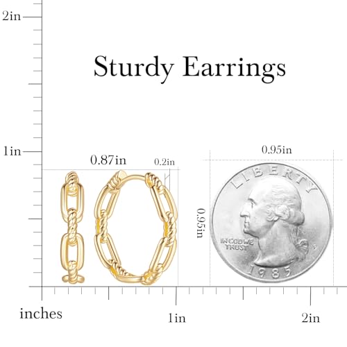 Gold Hoop Earrings 14K Gold Hoop Earrings for Women Gold Earrings for Womens Hoops Hollow Design Hypoallergenic Lightweight Hoops Earring for Women 22/25mm - size: 22 MM