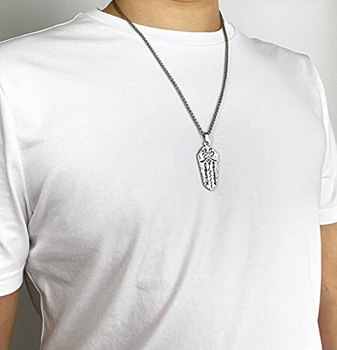 Men's Stainless Steel Necklace Taoist Yin Yang Taichi Symbol Amulet Pendant with 24 Inches Link Chain