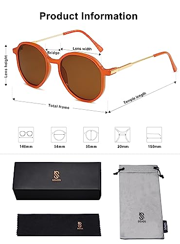 SOJOS Trendy Designer Hexagon Round Sunglasses for Women Fashion Big Shades Geometric Women Sunglasses SJ2181 - color: Orange