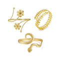 Arm Cuff Jewelry for Women Adjustable Flower Cuff Bangle Bracelet Gold Armband Upper Jewelry Gifts for Women Boho Western Accessories - color: C1:3pcs gold arm cuff