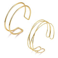 2Pcs Gold Arm Cuff for Women Adjustable Arm Cuff Bracelet Minimalist Open Coil Upper Arm Band Cuff Bangle Set - style: Gold B