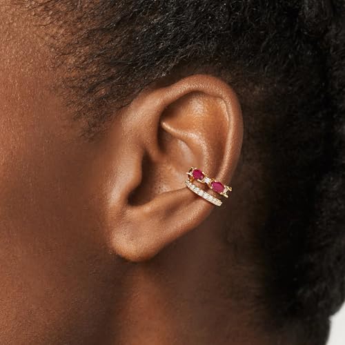 WEARON Ear Cuff Earrings for Women, Ear Cuffs Non Piercing, 14K Gold Plated Jewelry Zircon Diamond Turquoise Earrings Hypoallergenic Jewelry Gifts for Woman - color: Red/Single