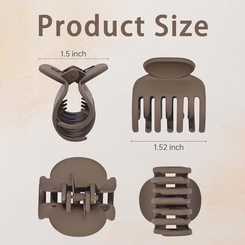DEEKA Double Row Teeth Hair Clips Small Claw Clips for Thin Hair 4 Pack 1.6" Medium Matte Non-slip Short Hair Accessories for Women and Girls - color: Matte Neutral Colors, size: 4 Count (Pack of 1)