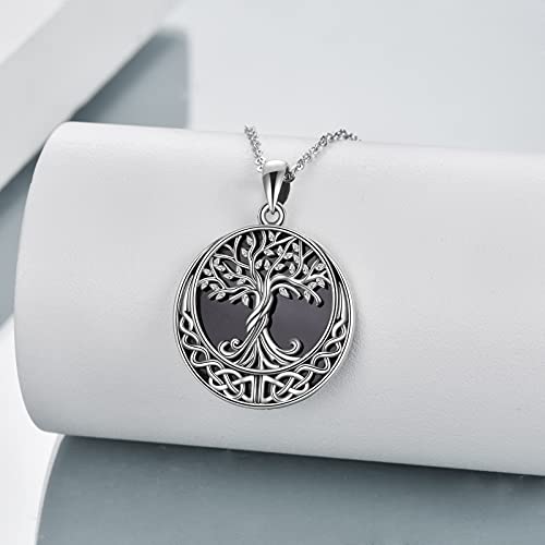 ONEFINITY Tree of Life Necklace 925 Sterling Silver Abalone Shell Celtic Knot Pendant Necklace for Women Jewelry - style: Black Onyx Tree