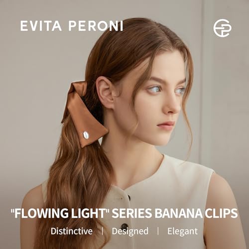 EVITA PERONI Banana Clip with Twistable Wings, Acetate Fabric Ponytail Holder No Damage Hair Clips for Thick Curly Hair Large Claw Clips Elegant Hair Accessories for Women, Brown - color: Brown