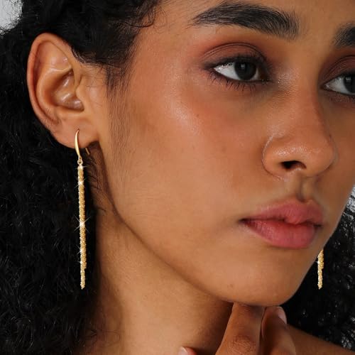 Long Dangle Earrings for Women 925 Sterling Silver/14K Gold Plated Tassel Chain Dangle Drop Earrings for Women Dainty Minimalist Dangling Drop Earrings for Prom Party Jewelry - style: Chain-1-Gold