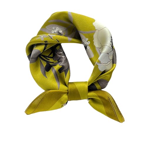 FEIBOON Mulberry Silk Scarfs Neck Scarf 21" Small Square Scarfs hair scarf bandana Neckerchief Headscarf for Women - color: Matcha Green