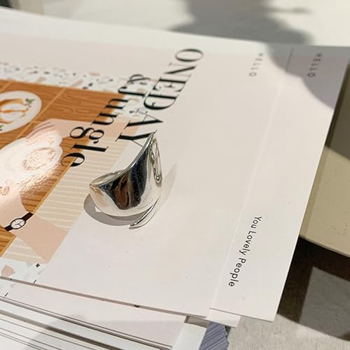 Adjustable 925 Sterling Silver Rings Handmade Wide Silver Ring Boho Thumb Band Statement Rings for Women - color: Pattern 1