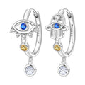 925 Sterling Silver Dangle Earrings for Women, Butterfly&Bee Animals Design, Hypoallergenic Jewelry gifts - color: Devil's Eye Fatima's Hand Earrings