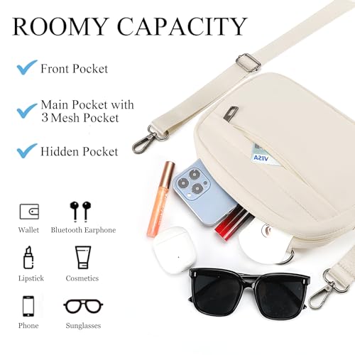 MAXTOP Small Crossbody Bags for Women Belt Bag Fanny Pack with Adjustable Strap - color: Cream, style: Small Crossbody Bag