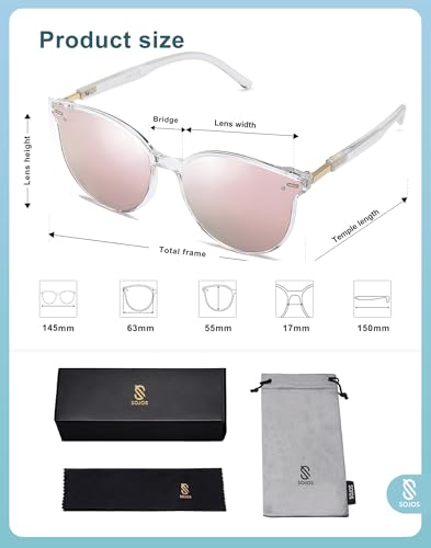 SOJOS Sunglasses Womens Trendy 2025 Classic Round Retro Vintage Shades Large Frame Sunnies SJ2067 - color: Clear