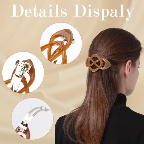 6PCS French Hair Barrettes for Women, Vintage Barrette Hair Clips for Thick Thin Fine Hair Girls - color: Coffee, Green, White, Khaki, Brown, Black
