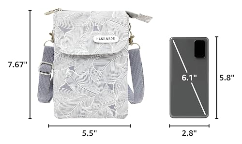 Roomy Cell Phone Purse Wallet Canvas Small Crossbody Purse Bags with Shoulder Strap For Women teen girlsl | Roomy - color: Gray