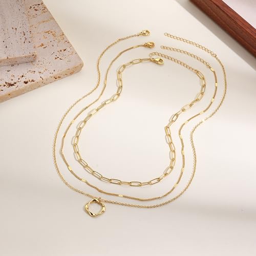Gold Necklace Stack for Women, Layered Gold Necklaces Set,18K Gold Plated Simple Dainty Gold Chain Choker Necklaces Trendy Jewelry Gifts for Women - color: S03