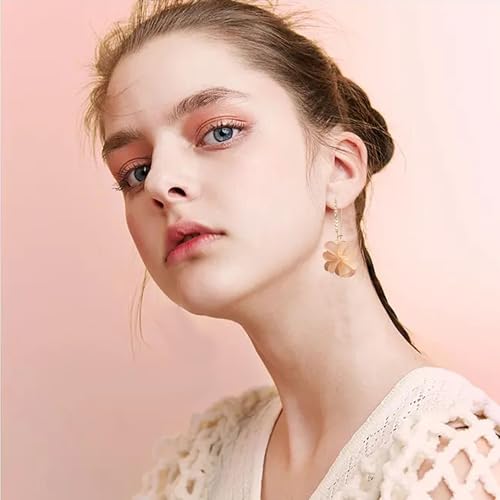 Boho Flower Dangle Earrings for Women Long Drop Resin Acrylic Tiered Petal Statement Earrings Handmade Lightweight Vintage Floral Chunky Drop Jewelry - color: Light Orange