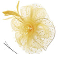 DRESHOW Fascinators Hat Flower Mesh Ribbons Feathers on a Headband and a Clip Tea Party Headwear for Girls and Women - color: 7" Diameter / Ginger