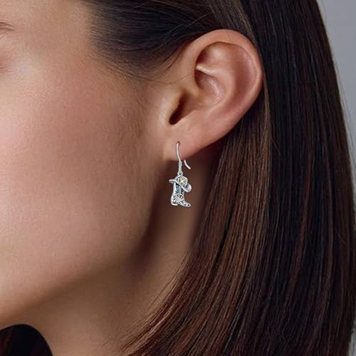 Western Earrings for Women 925 Sterling Silver Turquoise Western Country Dangle Drop Earrings Country Jewelry Gifts for Cowgirl Cowboy - style: Cowboy Boot-C