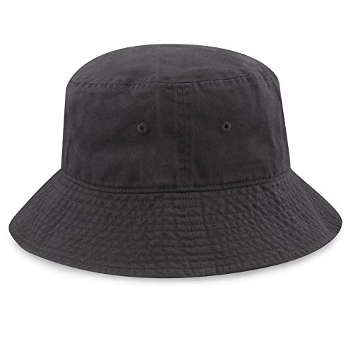 The Hat Depot Bucket Sun Hat 100% Cotton Long Brim and Deeper & Round Top Tennis Packable Summer Fashion Outdoor Hat - color: Charcoal, size: Small-Medium
