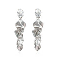 Long Acrylic Rose Petal Earrings Dangle Exaggerated Flower Earrings Drop Statement Floral Tassel Earrings for Women - color: Silver