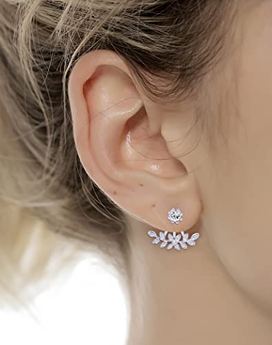 Tornito 6-12 Pairs Lotus Flower Earring Studs Chic CZ Earrings Jackets For Women Silver Rose Gold Tone - color: E:12 Pairs,Silver Tone