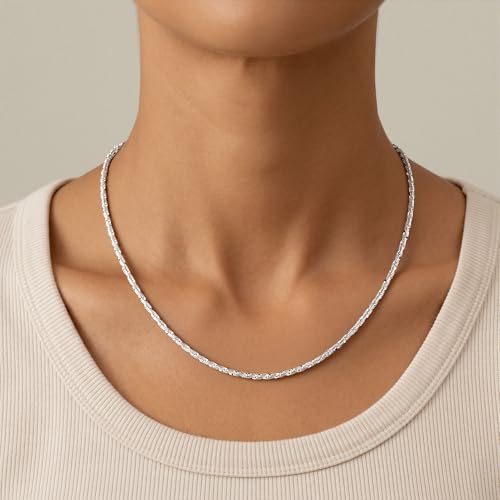 S925 Sterling Silver Necklace for Women - 3.5mm S925 Sterling Silver Twisted Rope Chain Necklace Handmade Jewelry Silver Necklaces for Women 16/18/20/22/24 Inch - color: 20"
