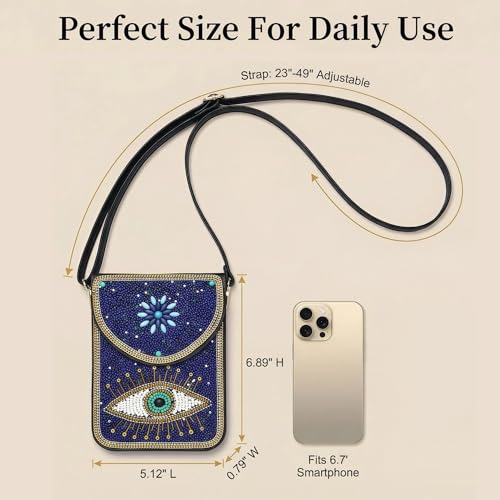 Small Crossbody Bags for Women Designer Cell Phone Bag Boho Shoulder Wallet Purse - color: Blue