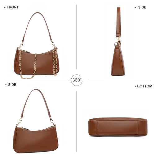 Shoulder Bag for women Crossbody Bags Retro Classic Small Hobo Purse Clutch Tote Handbags with Zipper Closure - color: Brown