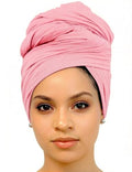 Harewom Head Wraps for Black Women Stretch Head Scarf Long African Hair Wraps Turban Headwraps Jersey Headbands - color: 1pcs -Pink