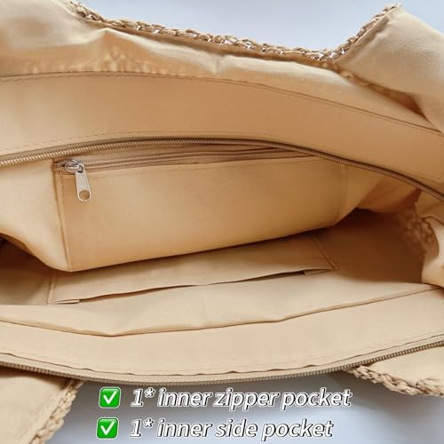 Aphoraeny Straw Beach Bag Buckets Totes Handbag Shoulder Tote Bag Straw Purse Summer Purse Women Summer Handbag - color: D-brown