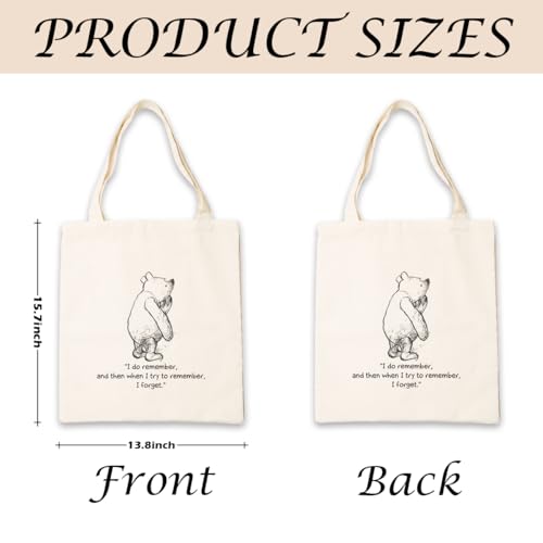Canvas Tote Bag Aesthetic for Women,Reusable Canvas Cute Shoulder Bag for Grocery, Shopping, Beach & Daily Use - color: Bear 3