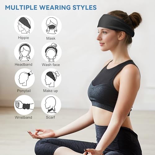 Sukeen Cooling Headbands for Women, Instant Cooling Moisture Wicking Non-Slip Sweatbands for Women Running Fitness Yoga - color: Black