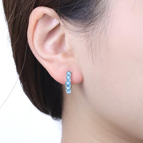 Earrings for Women 925 Sterling Silver Hoop Earring Colorful Cute Fashion Hoop Earrings Graduation Birthday Jewelry Gifts for Women - color: Rhinestone Earrings - Light Blue