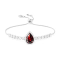 Linawe Crystal Imitation Diamond Rhinestone Charm Bracelets for Women, Gold/Silver/Rose Gold Adjustable Chain Bracelet, Teardrop Birthstone Cubic Zirconia Prom Costume Wedding Jewelry - color: Silver,Jan