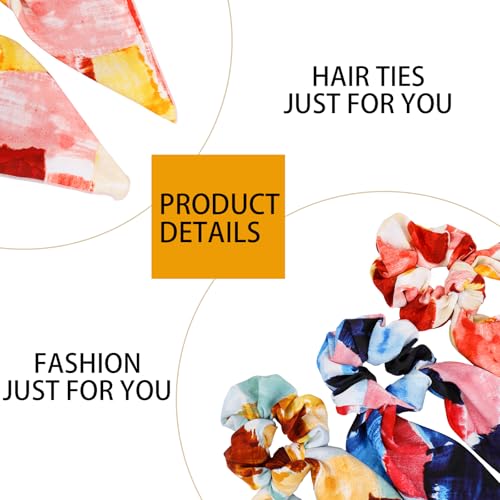 Bow Scrunchies for Women,6PCS Hair Scarf Ties Ponytail | Hair Scarves,Hair Scrunchie with Tails,Bandana Scrunchies,Scarf Ponytail Band,Hair Accessories for Women,2 in 1 - color: check 3B