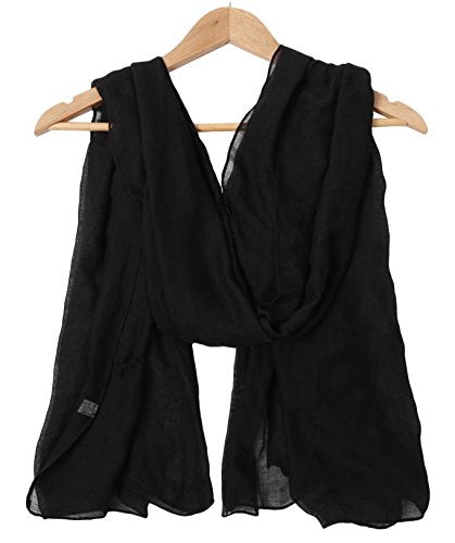 woogwin Women's Cotton Scarves Lady Light Soft Fashion Solid Scarf Wrap Shawl - color: Black