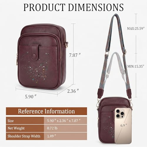 KITEVIUN Crossbody Bags for Women Leather Crossbody Purse Small Shoulder Phone Purse with Adjustable Strap & RFID Card Slots - color: 09-red