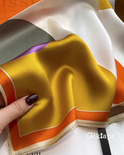 Satin Bandana Headscarf for Women Silky Hair Scarves for Fashion Lightweight - color: 19-orange Dots