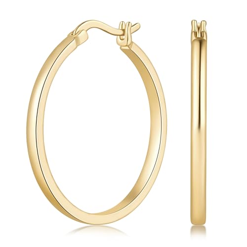 Gold Hoop Earrings 14K Gold Earrings for Women Gold Hoop Earrings for Womens Hoops Pure Minimal Style for Light and Delicate Hoops Earring for Womens 20/25/30/40mm - size: 30mm