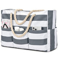 Becokan Beach Bags for Women Canvas Large Beach Tote Bag Zipper Waterproof Sandproof Foldable Swim Pool Bag with 7 Pockets - color: Dark Grey
