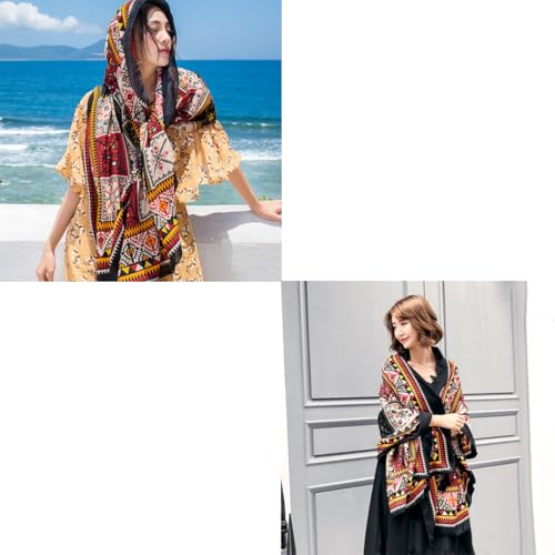Yeieeo Boho Scarf for Women Lightweight Floral Printed Scarf Fall Winter Fashion Fringed Shawl - color: Floral 22